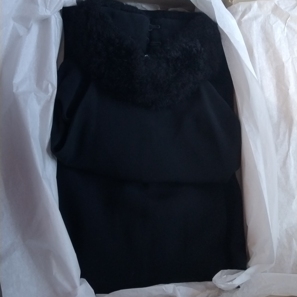 Ralph Lauren black long formal dress with faux fur collar, Vintage size 4 - Picture 4 of 16